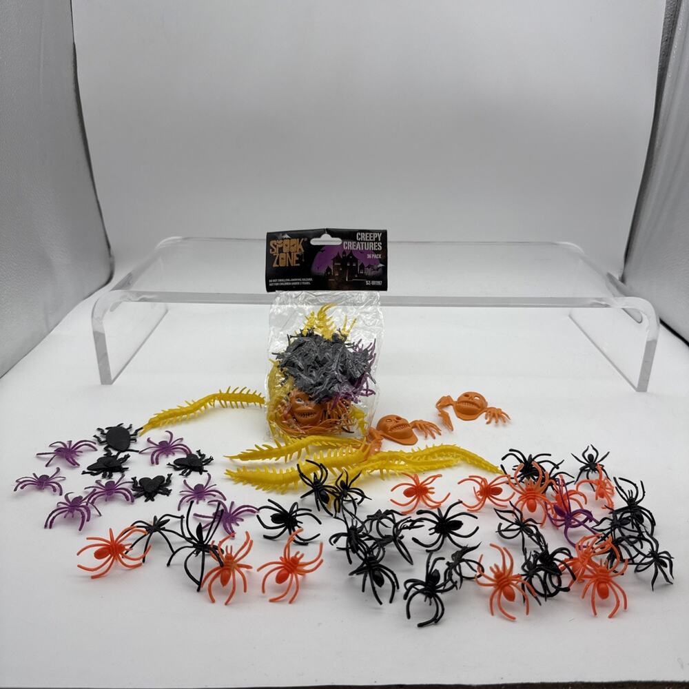 Vintage Halloween Spooky & Spider Ring Orange, Black, Purple Yellow ‘90s Decor